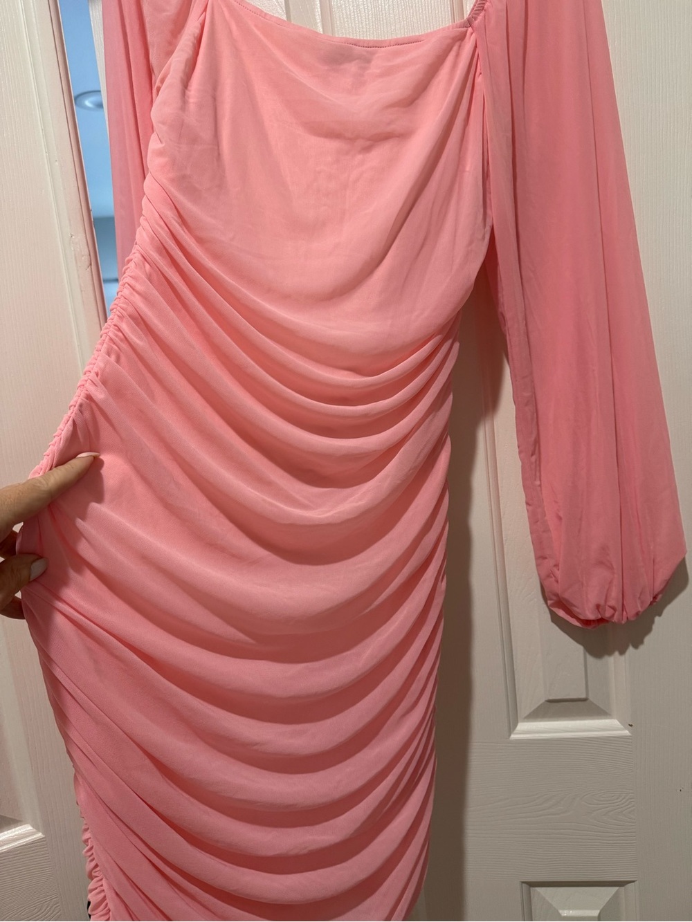 Elegant Pink Ruched Party Dress